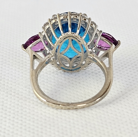 Caribbean Quartz Ring in Platinum over 925. Size 7! NEW - Picture 14 of 15